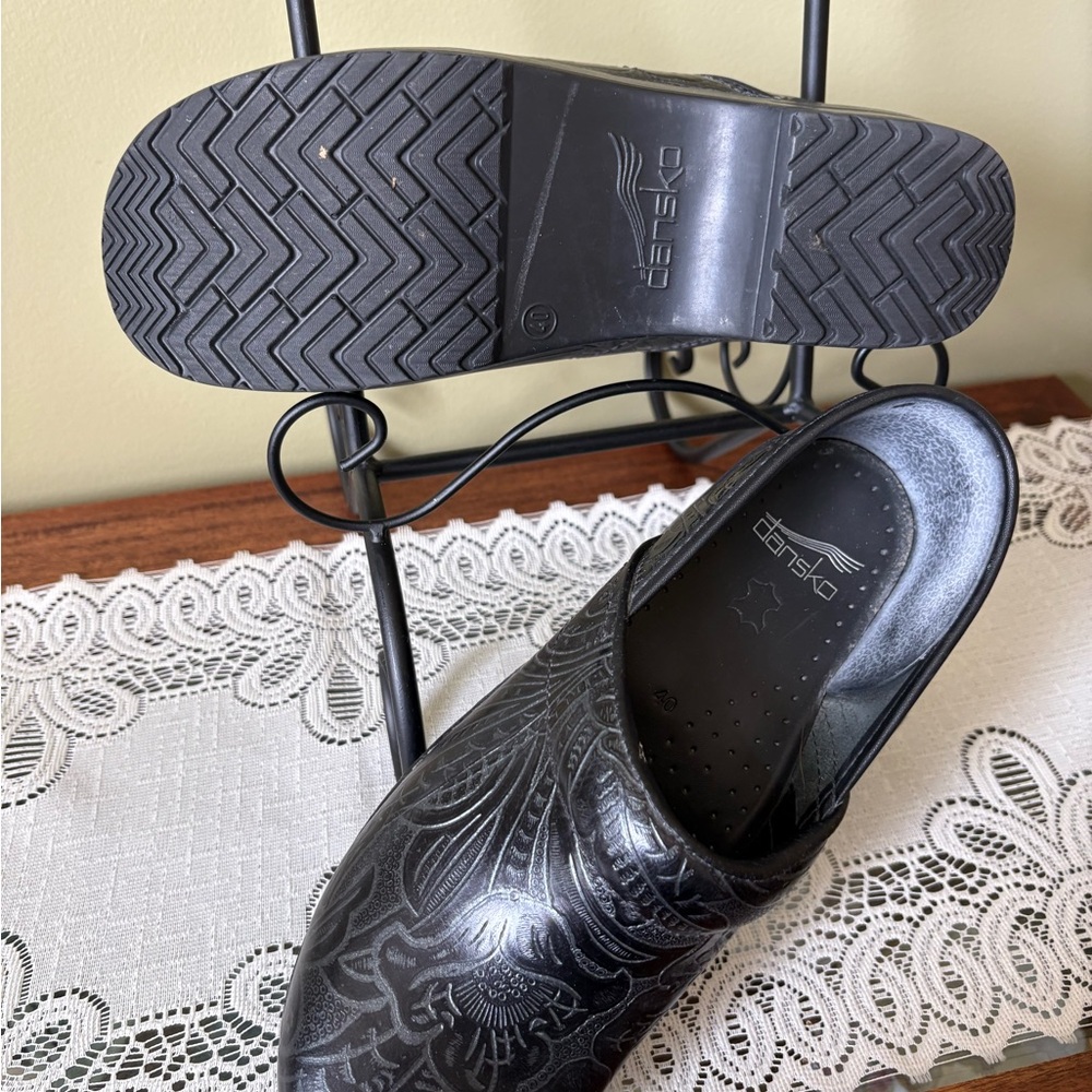 Dansko Women’s Black Slip-On Clog - Embossed Leather